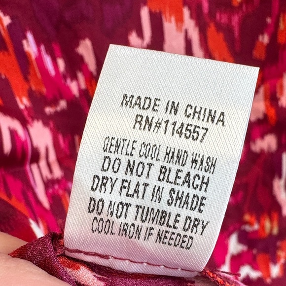 THML Burgundy Breanna Abstract Print Blouse Puff Sleeve - Picture 9 of 10